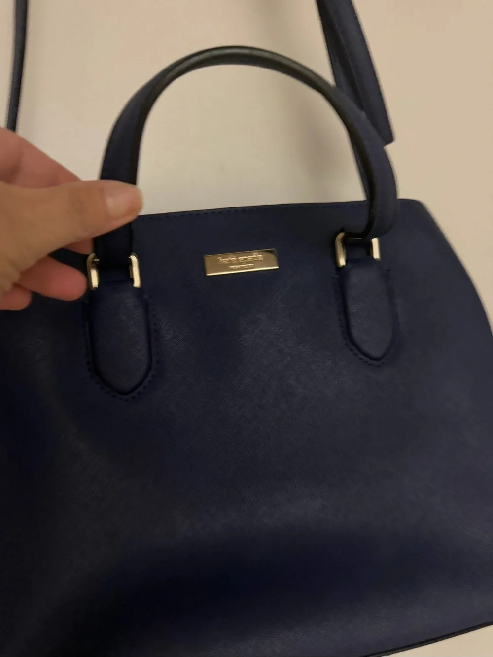 kate spade navy saffiano satchel with gold hardware